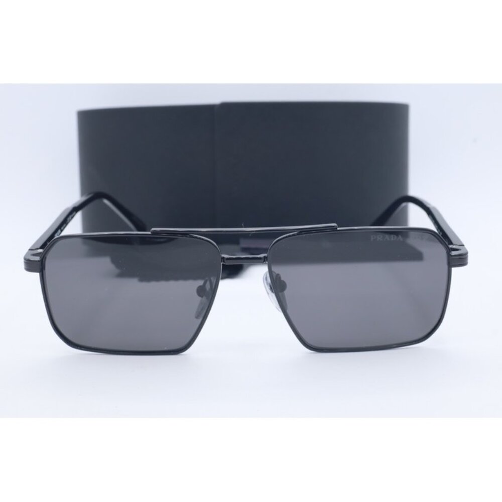 Prada SPR A57 1AB-5Z1 Aviator Black Sunglasses Gray Lenses 58mm - Picture 2 of 6